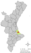 Localització de Gandia respecte del País Valencià
